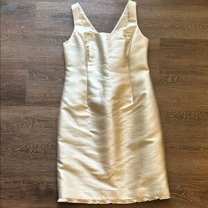 Teri Jon Gold Sleeveless Midi Dress